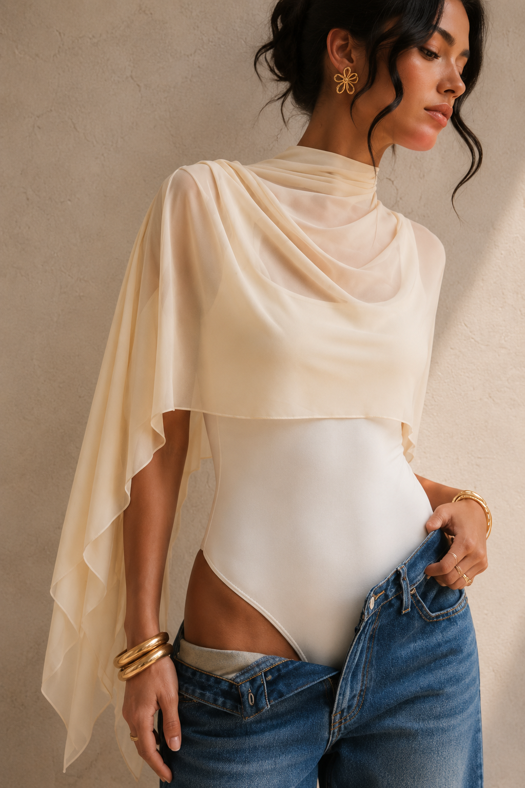 The Elara Cape Bodysuit