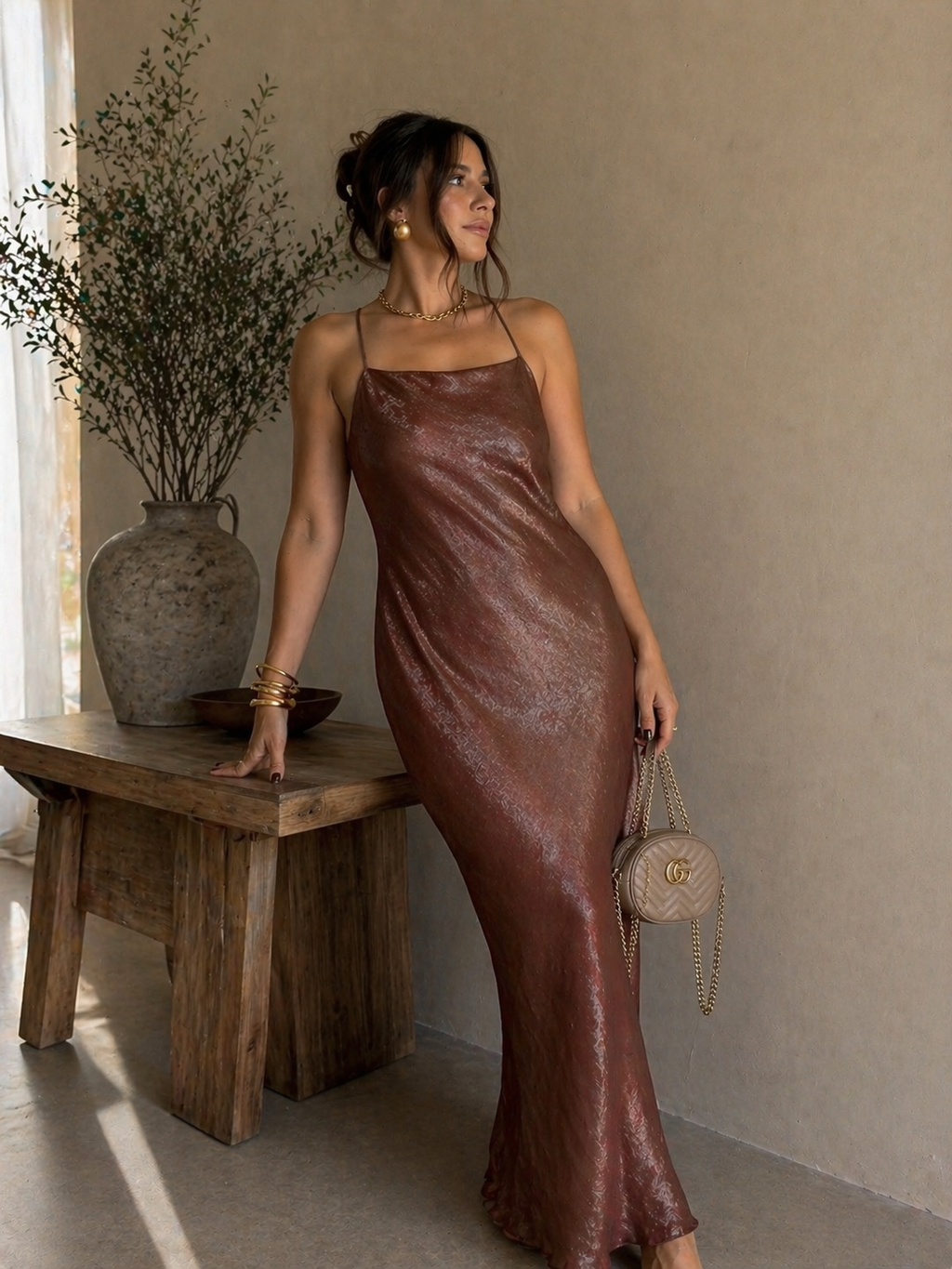 Bronze Satin Dress